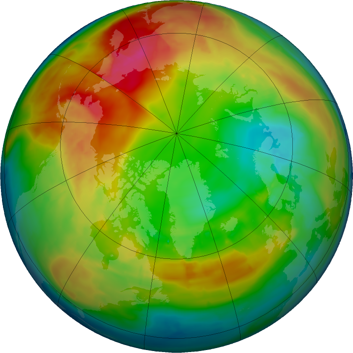 Arctic ozone map for 08 February 2016